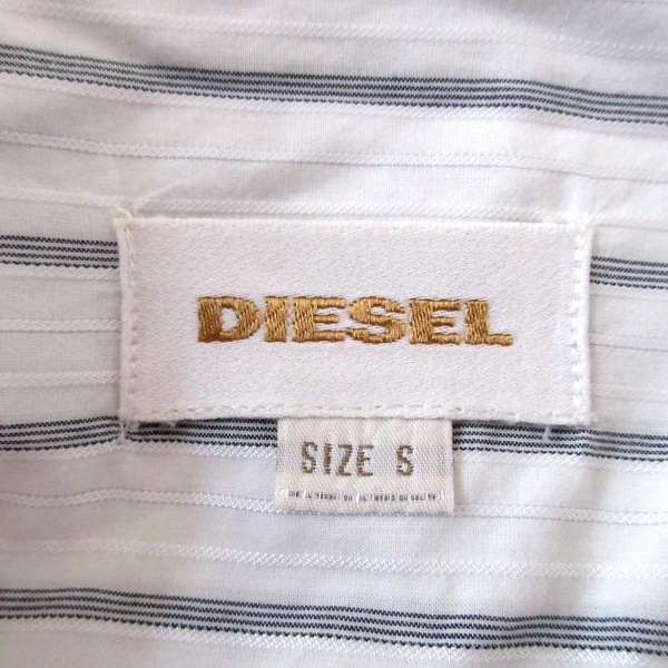 ディーゼル DIESEL 長袖シャツ サイズS - 白×ライトグレー×黒 メンズ ストライプ トップス_画像3