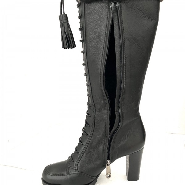  Bally BALLY сапоги 37 - кожа × мутон чёрный женский гонки выше обувь 