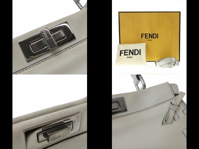 フェンディ FENDI ハンドバッグ 8BN290 ピーカブーアイコニックミディアム レザー 白 レディース バッグ_画像10