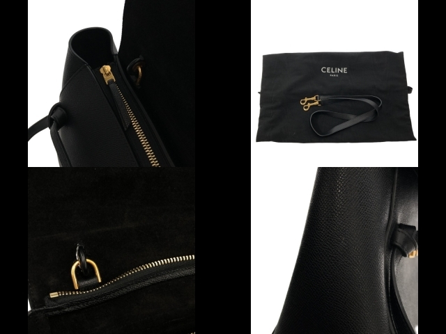 セリーヌ CELINE ハンドバッグ 189153ZVA.38NO ベルトバッグマイクロ グレインドカーフスキン 黒 バッグの画像10