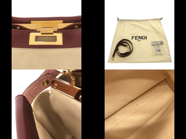 フェンディ FENDI ハンドバッグ 8BN290-A7QC ピーカブーアイコニックミディアム(レディース) キャンバス×カーフレザー×クロコダイル_画像10