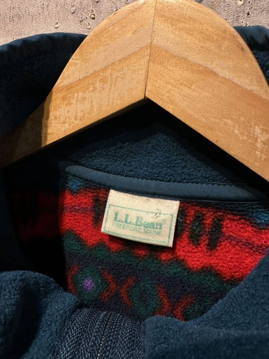 希少 80s 90s ビンテージ L.L.BEAN マルチカラー フリース ジャケット 総柄 ジップアップ ジャケット ブルゾン L相当_画像4