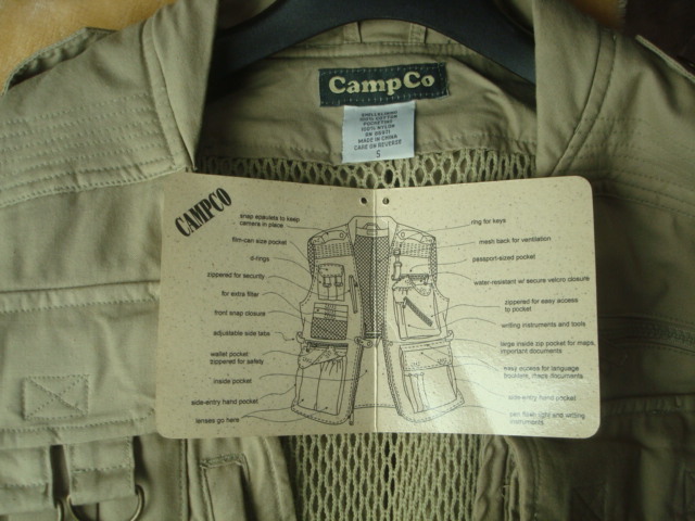 CAMPCO Safari Travel Vest U.S.A.size:S  サファリ トラベル ベスト フィッシング ベスト 綿 未着用品の画像1