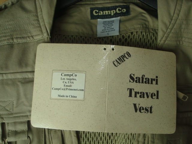 CAMPCO Safari Travel Vest U.S.A.size:S サファリ トラベル ベスト フィッシング ベスト 綿 未着用品 -  アウトドアウエア