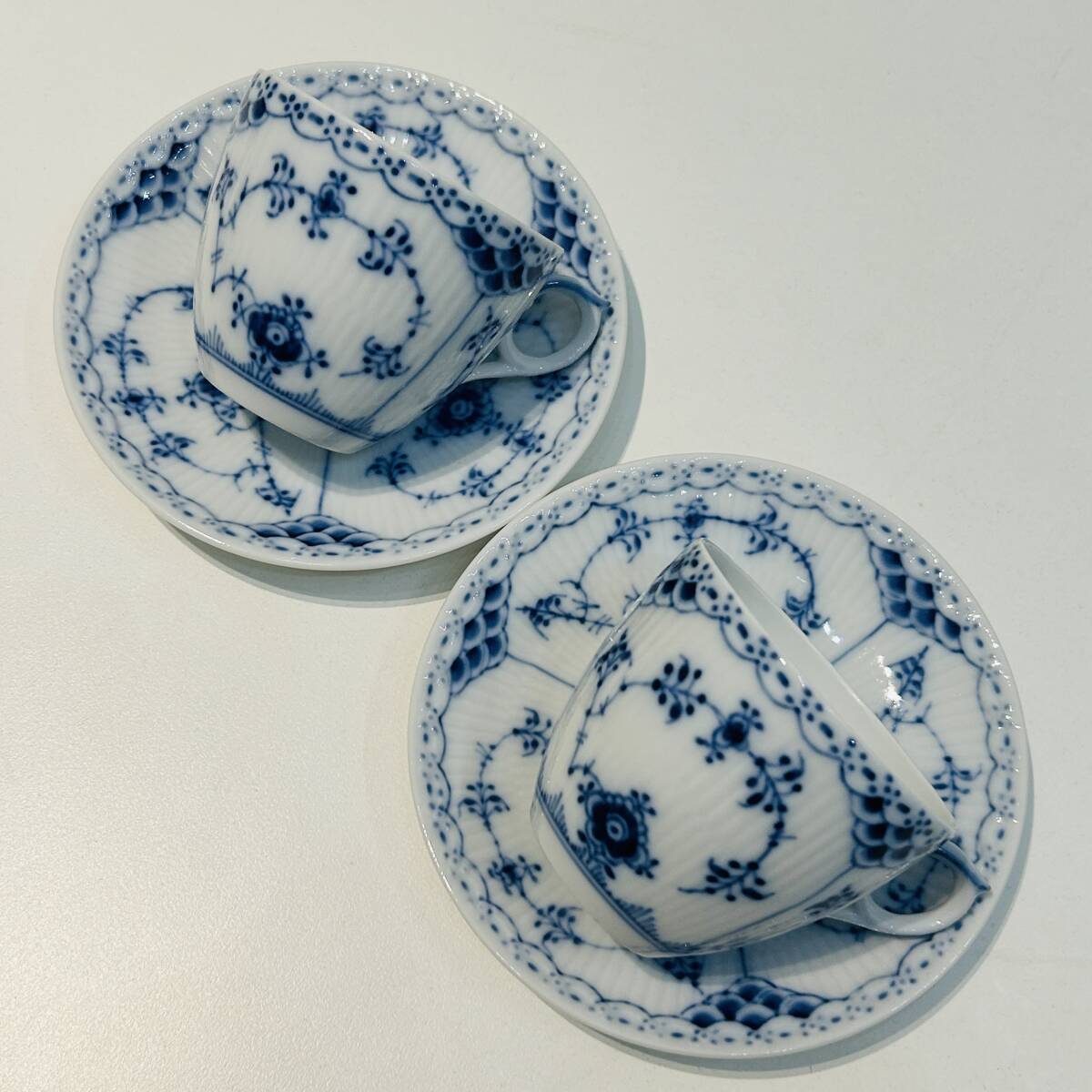 【ROYAL COPENHAGEN/ロイヤルコペンハーゲン】ブルーフルーテッド カップ&ソーサー 2客おまとめ★44673_画像2