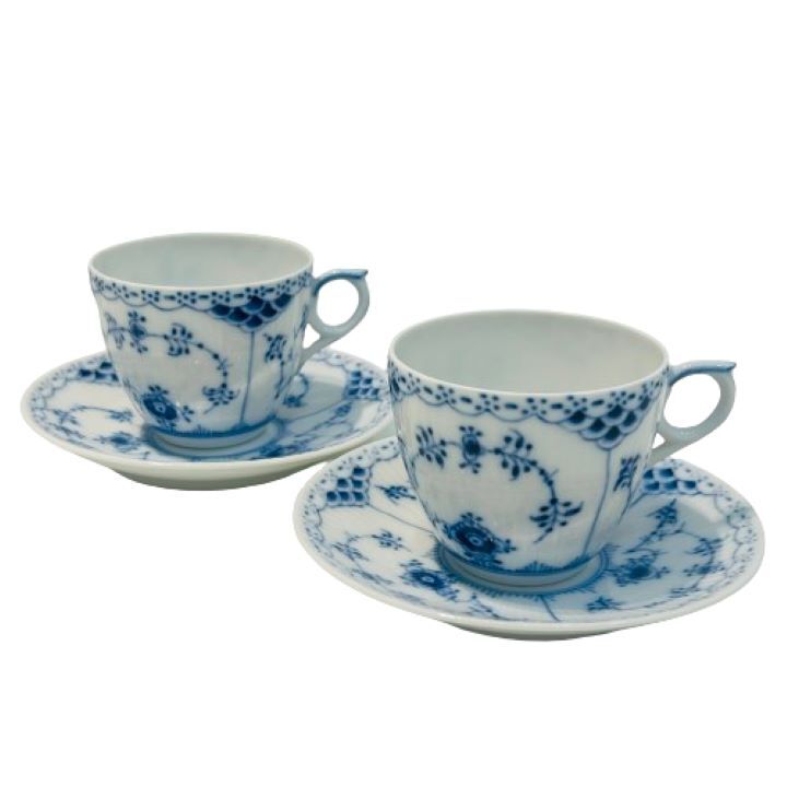 【ROYAL COPENHAGEN/ロイヤルコペンハーゲン】ブルーフルーテッド カップ&ソーサー 2客おまとめ★44673_画像1