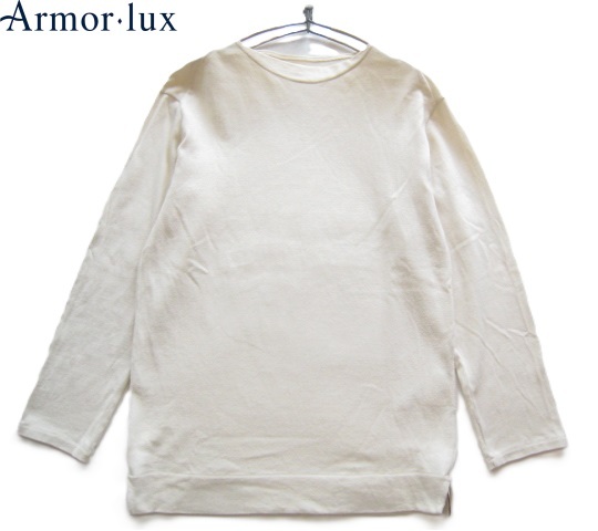 美品フランス製!!アルモーリュックス ARMOR LUX*薄手 ボートネック コットンニットセーター・バスクシャツ 4 実寸M オフホワイト_画像1