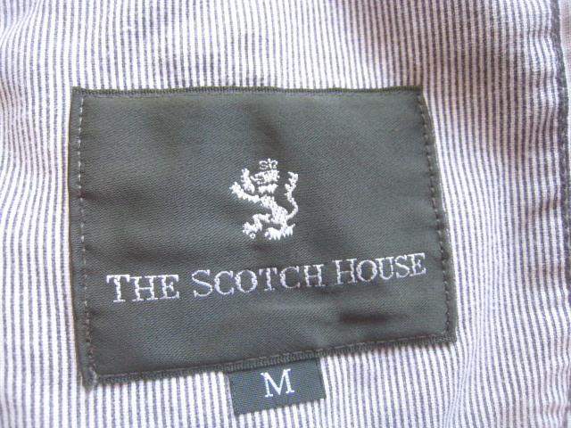 美品!!スコッチハウス THE SCOTCH HOUSE*麻11% 立ち襟ストライプ柄リネンコットンZIPジャケット M 白×グレー 三陽商会の画像6