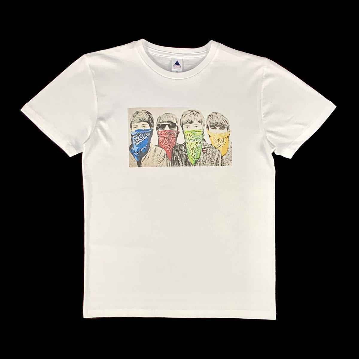 新品 未使用 BEATLES ビートルズ ジョン ポール ジョージ りリンゴ カラー バンダナ ギャング バンクシー風 Tシャツ ユニセックス Mサイズ_画像6