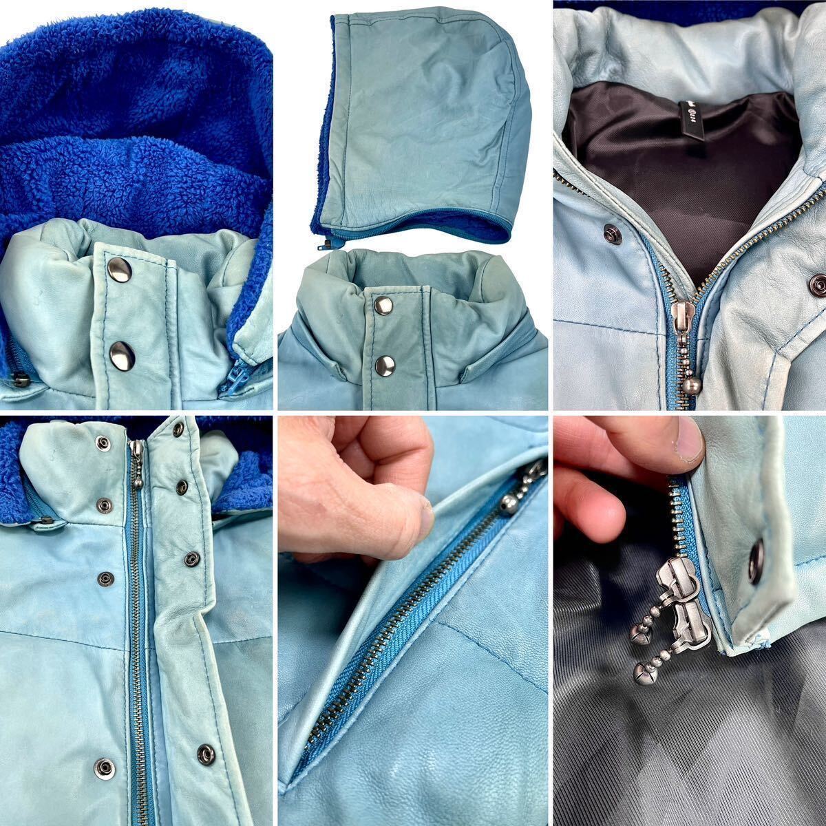  used glamb gram ram leather removed hood down jacket tight Just size Fit sax light blue size 1 S corresponding 