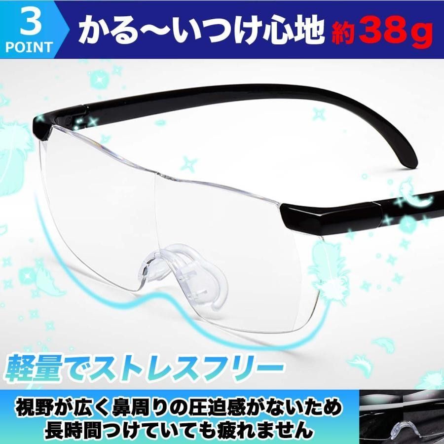 訳あり  拡大鏡 ルーペ  メガネ 眼鏡 2倍 拡大 ブルー 携帯用 持ち運び 負担軽減 痛み軽減 作業 トレンド 激安 男女兼用