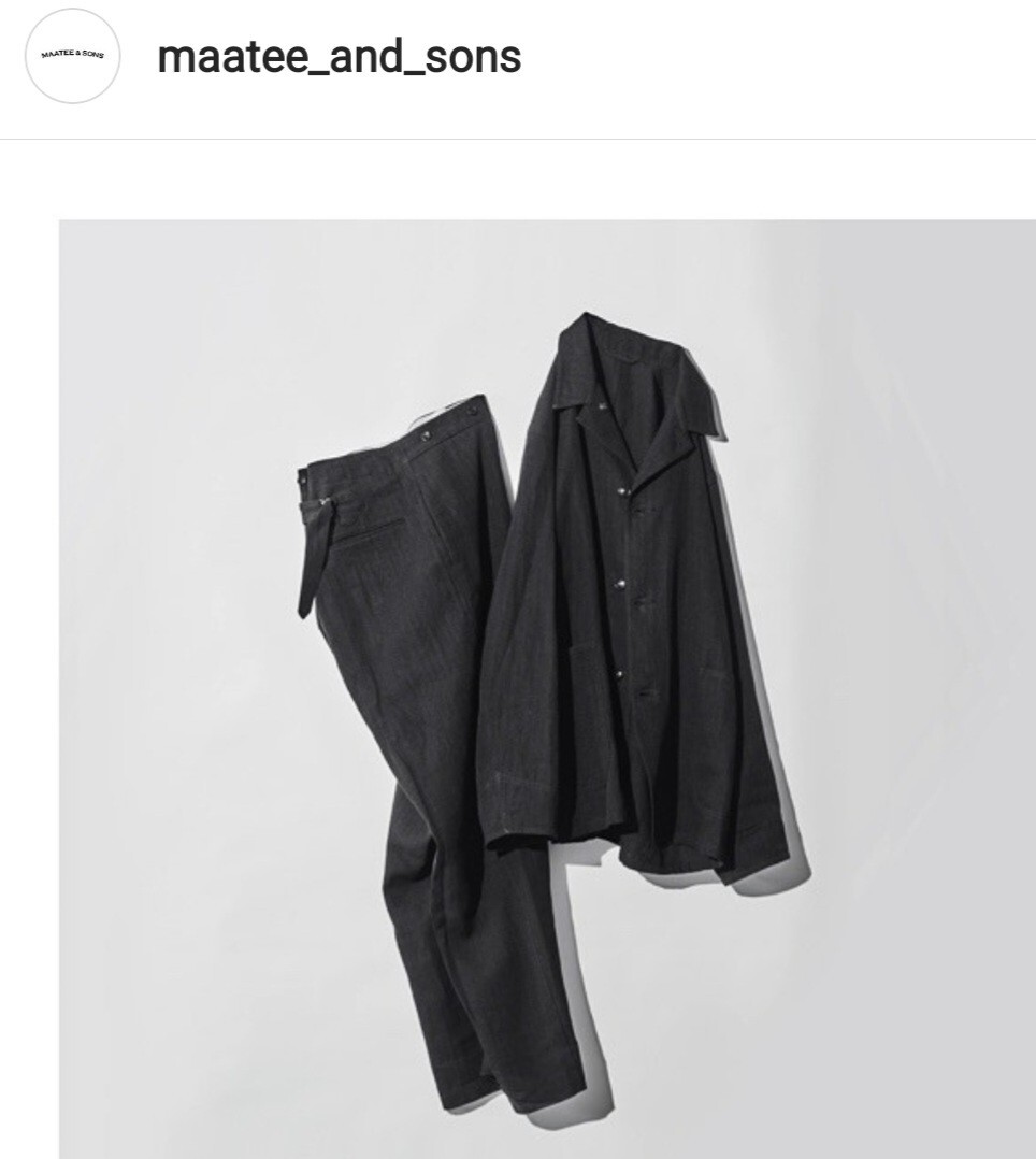 即完売 MAATEE&SONS 超強撚 LINEN COVERALL JACKET・WORK PT BACK STRAP 《マーティーアンドサンズ》セットアップ BLACK _画像1