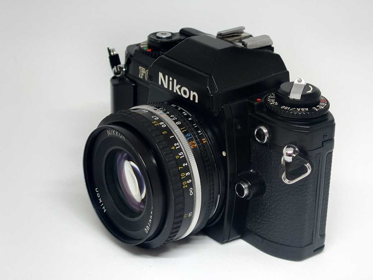 Nikon FG ブラック　+　NIKKOR　50㎜　f/1.8　フィルムカメラ　一部のみ動作確認中古　ジャンク扱い　送料無料_画像2