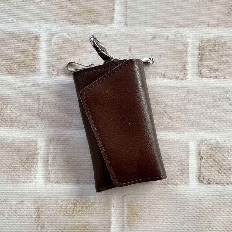  key case original leather key inserting Brown cow leather simple card inserting fixed period ticket 
