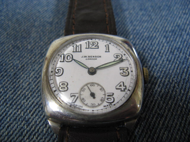 1941 year made J.W.BENSON J.W. Ben son silver purity te two son case yellowtail tissue watch Britain antique hand winding wristwatch operation goods note oil ending 