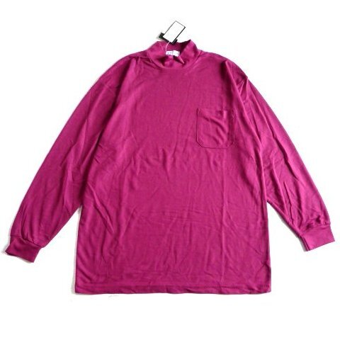 新品 メンズ 形態安定 ハイネック ニット 長袖 Tシャツ L ロンT モックネック 紫 紳士 カットソー シャツ _画像1