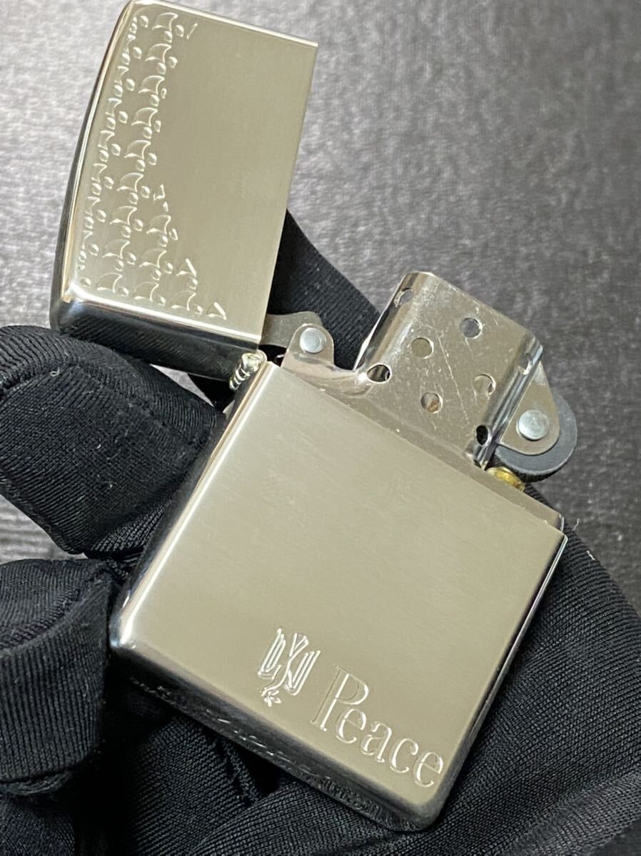 zippo ピース 限定品 2面刻印 希少モデル 2012年製 ② Peace NIPPON JT シルバーインナー 2012年製 専用木箱 ケース 保証書付き