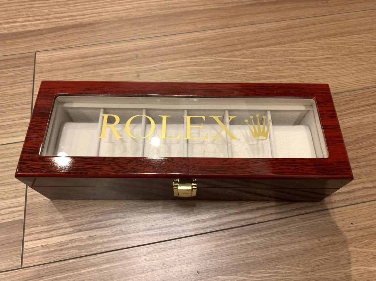ROLEX ロレックス 腕時計ボックス ディスプレイケース チェリーウッド ガラス天板 収納 ケースの画像3