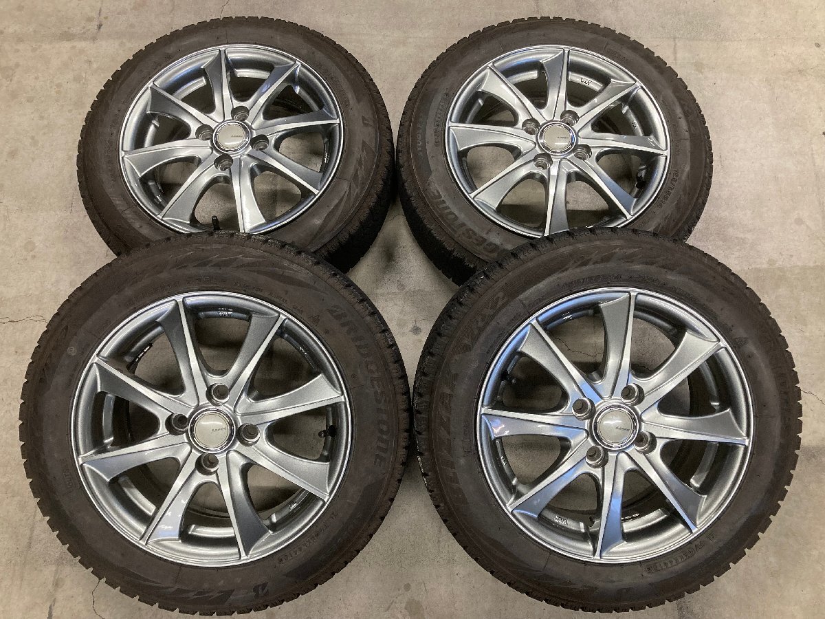 □5898 バリ山 美品 2018年製 スタッドレス VRX2 155/65R14 LEBEN ワゴンR タント ムーヴ N-BOX 14インチ 5.5J +45 4H 100 アルミホイール_画像1