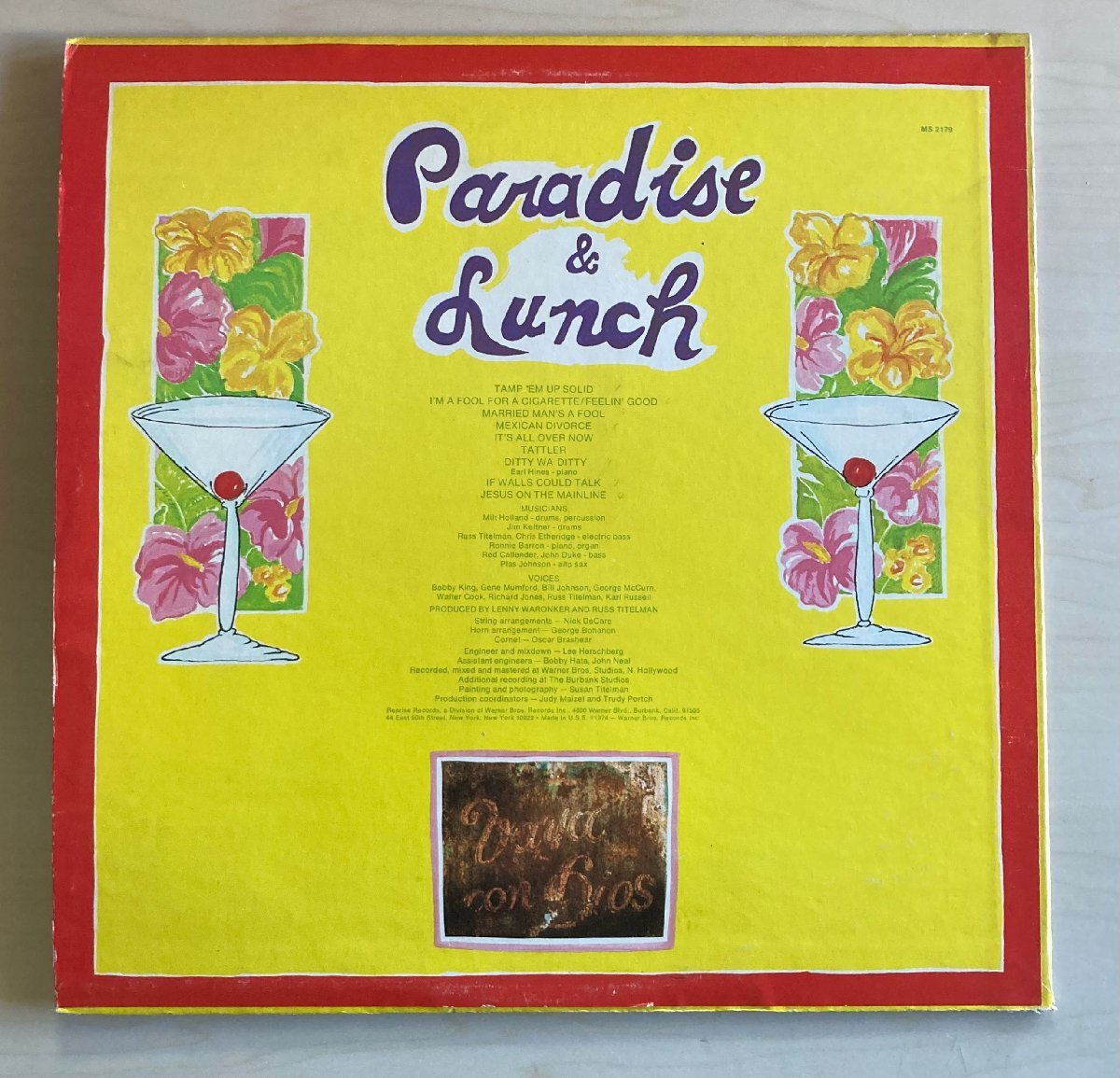 LPA23087 ライ・クーダー RY COODER / PARADISE AND LUNCH 輸入盤LP 盤良好 USA_画像2