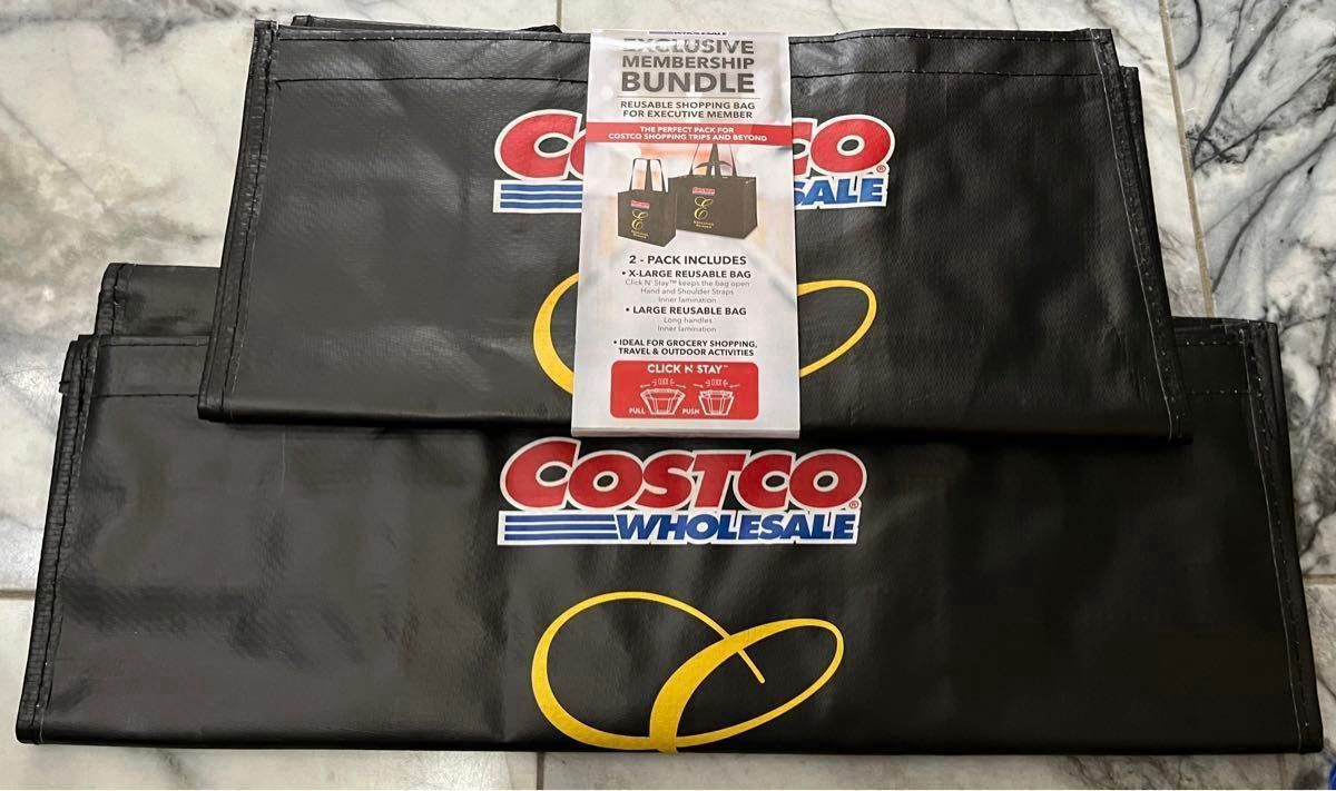 Costco【コストコ】Costcoエクゼクティブショッピングバッグ 2枚セット 未使用 エコバッグ  ブラック