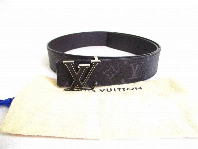 【新品同様】 ルイヴィトン LOUIS VUITTON モノグラム エクリプス タイガ サンチュール イニシャル リバーシブル 40MM ベルト メンズ