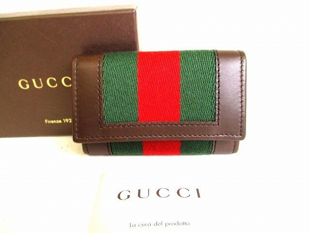 【未使用保管品】 グッチ GUCCI シェリーライン レザー シャンパンゴールド金具 6連 キーケース キーリング メンズ レディース