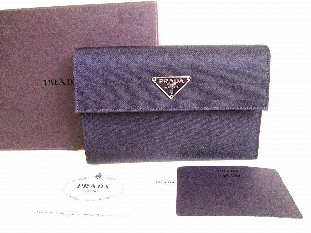 【未使用保管品】 プラダ PRADA ナイロン×レザー 3つ折り 財布 コンパクト財布 コンパクトウォレット メンズ レディース