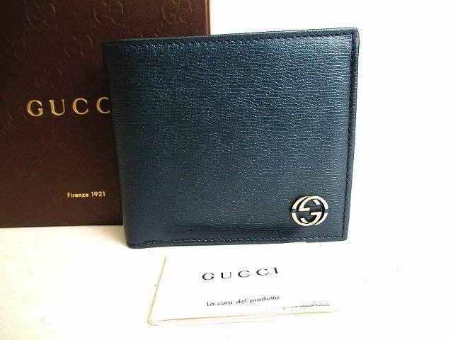 【希少】【未使用】 グッチ GUCCI インターロッキングG レザー 2つ折り 財布 コンパクト財布 コンパクトウォレット メンズ レディース