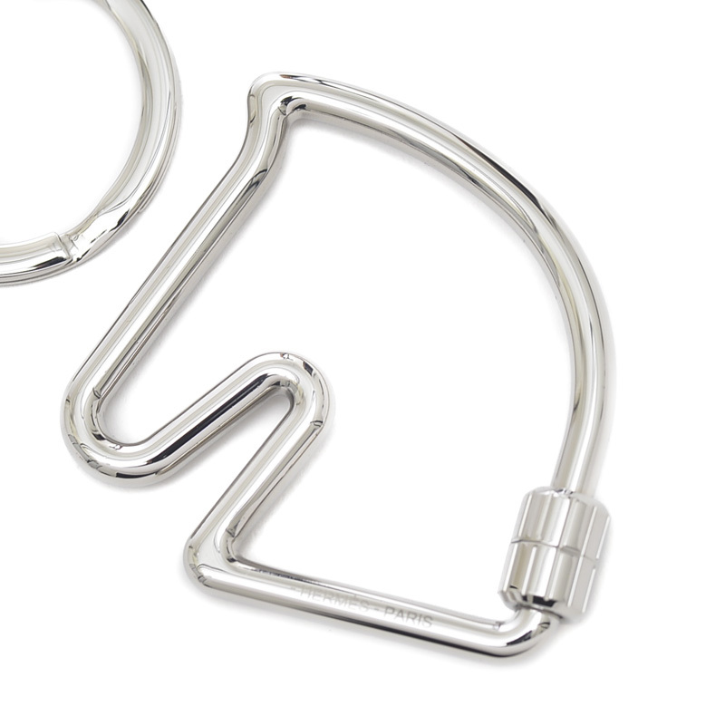  Hermes shu bar key ring key holder metal silver brand piece 