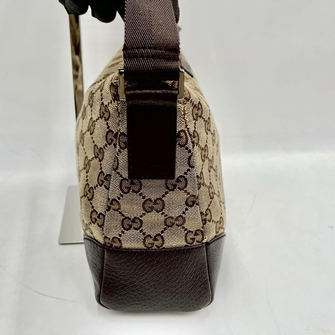 美品/人気 ●グッチ GUCCI ショルダーバッグ 斜め掛け 肩掛け クロスボディ GGキャンバス スプリーム レザー 本革 メンズ レディース 鞄_画像4