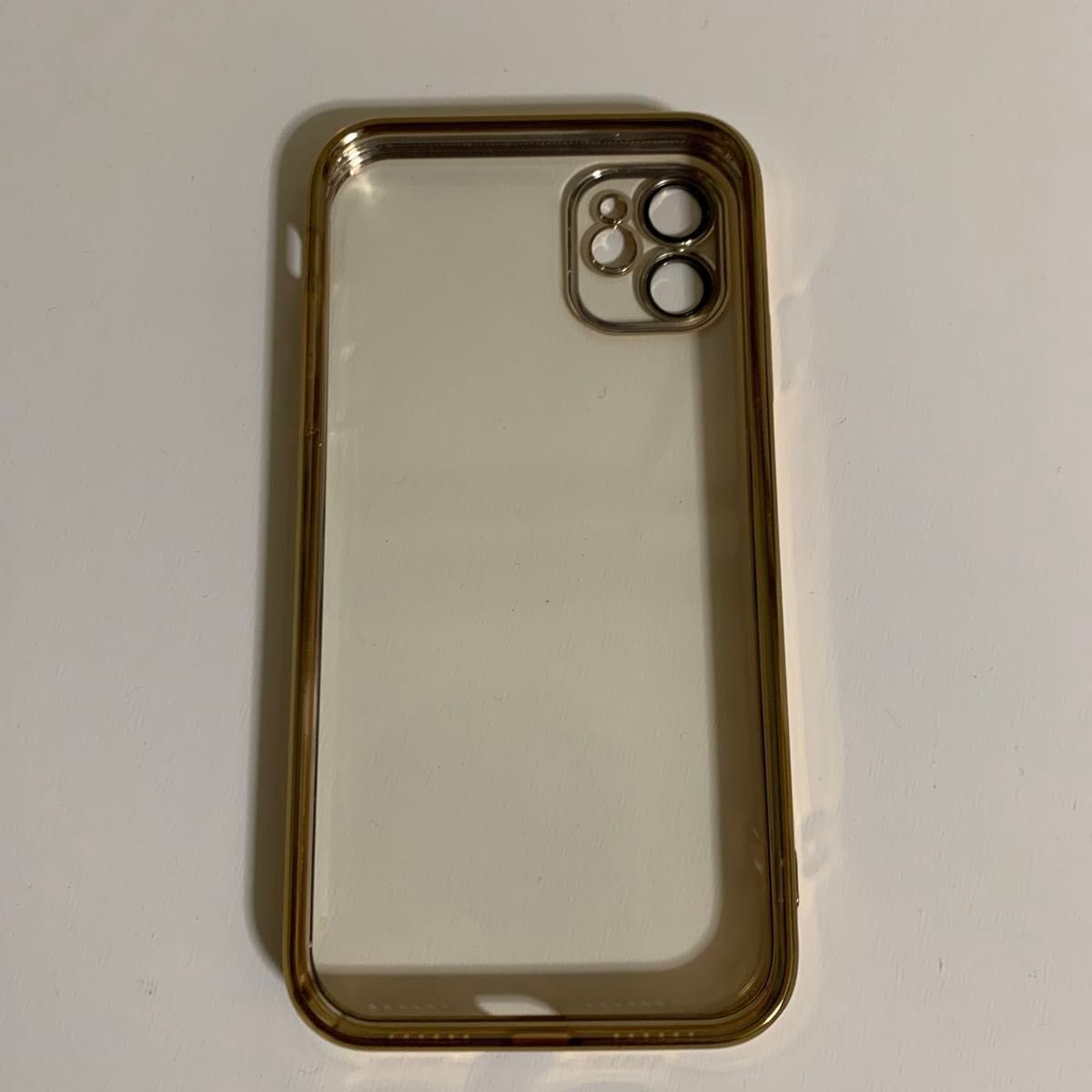 iPhone11 ケース クリア 一体型 カメラレンズ保護付き 透明 magsafe充電対応 ストラップホール付 ゴールド