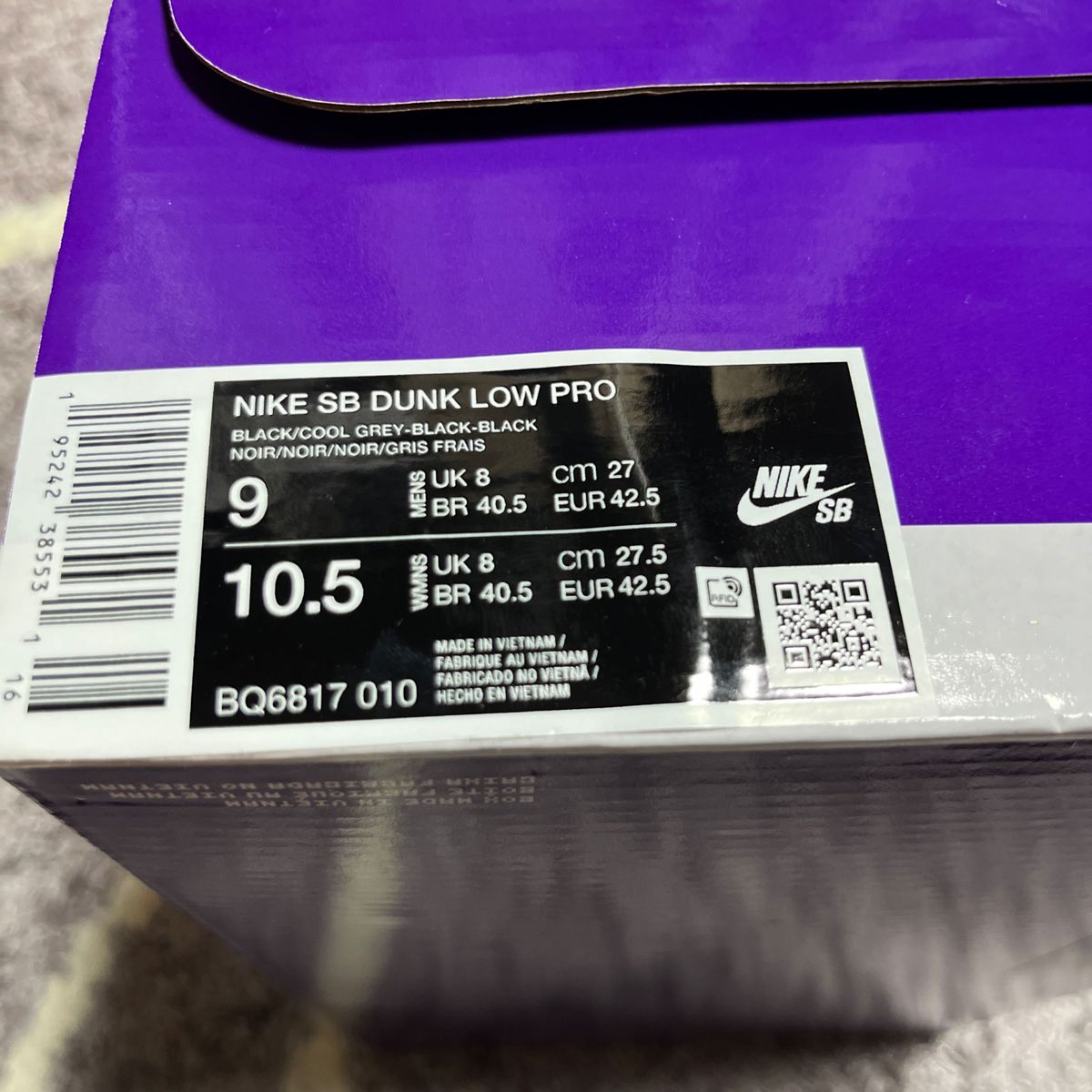 27㎝　Nike SB Dunk Low Pro Black Fog 新品未使用