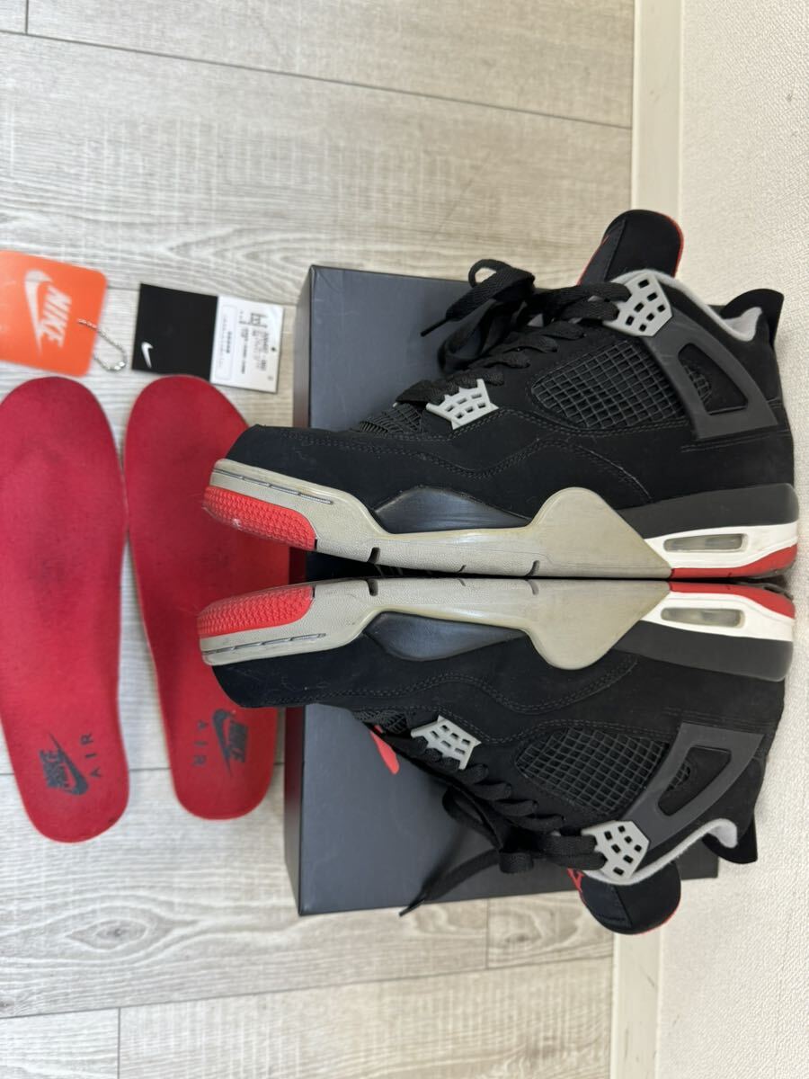 国内正規品 Nike Air Jordan 4 Retro Bred ナイキ エアジョーダン レトロ ブレッド スニーカー 308497-060 2019年製 黒タグ付 中古美品の画像3