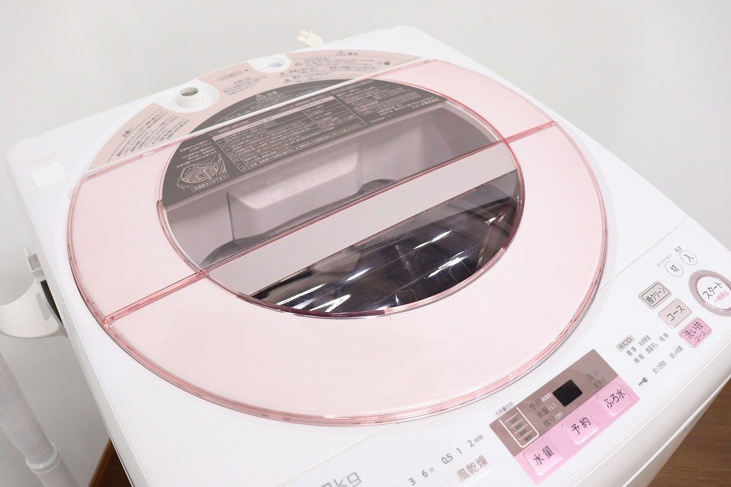 J5196◆SHARP◆全自動洗濯機◆8.0kg◆ピンク系◆風乾燥◆ES-GV8A-P_画像3