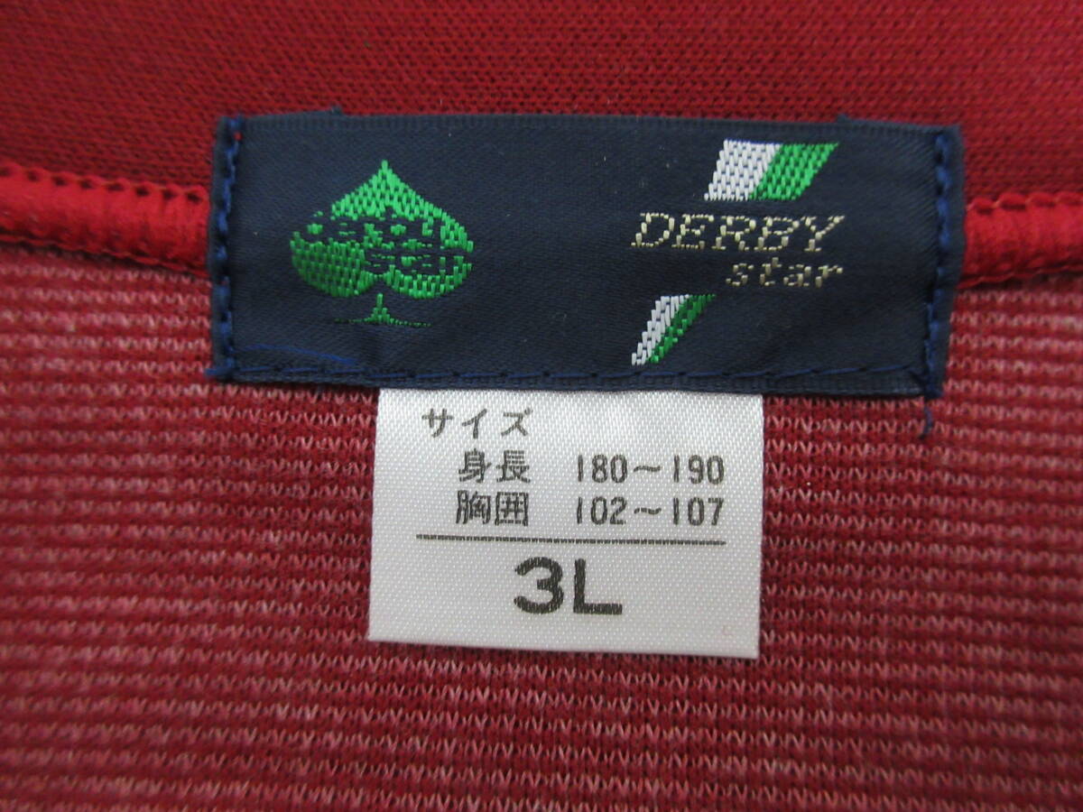 M【4-1】□5 衣料品店在庫品 ダービースター 体育着 体操着 3Lサイズ 上下×2セット 長袖上衣 長ズボン 赤色 / 学校ジャージ 校章入り_画像4