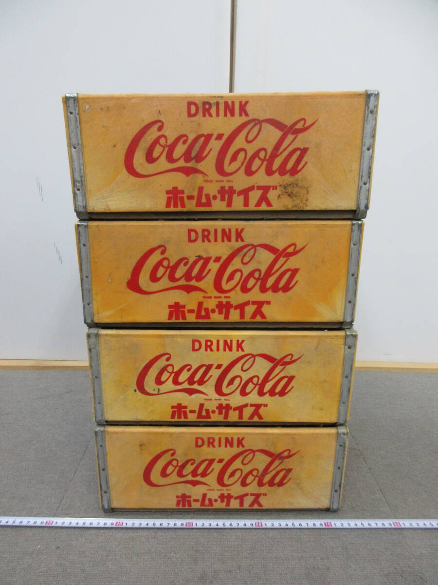 M【4-2】▼8 Coca-Cola コカ・コーラ ホームサイズ ボトルケース 4点まとめて 木箱 木製 陳列 収納 現状品 / レトロ アンティーク_画像2