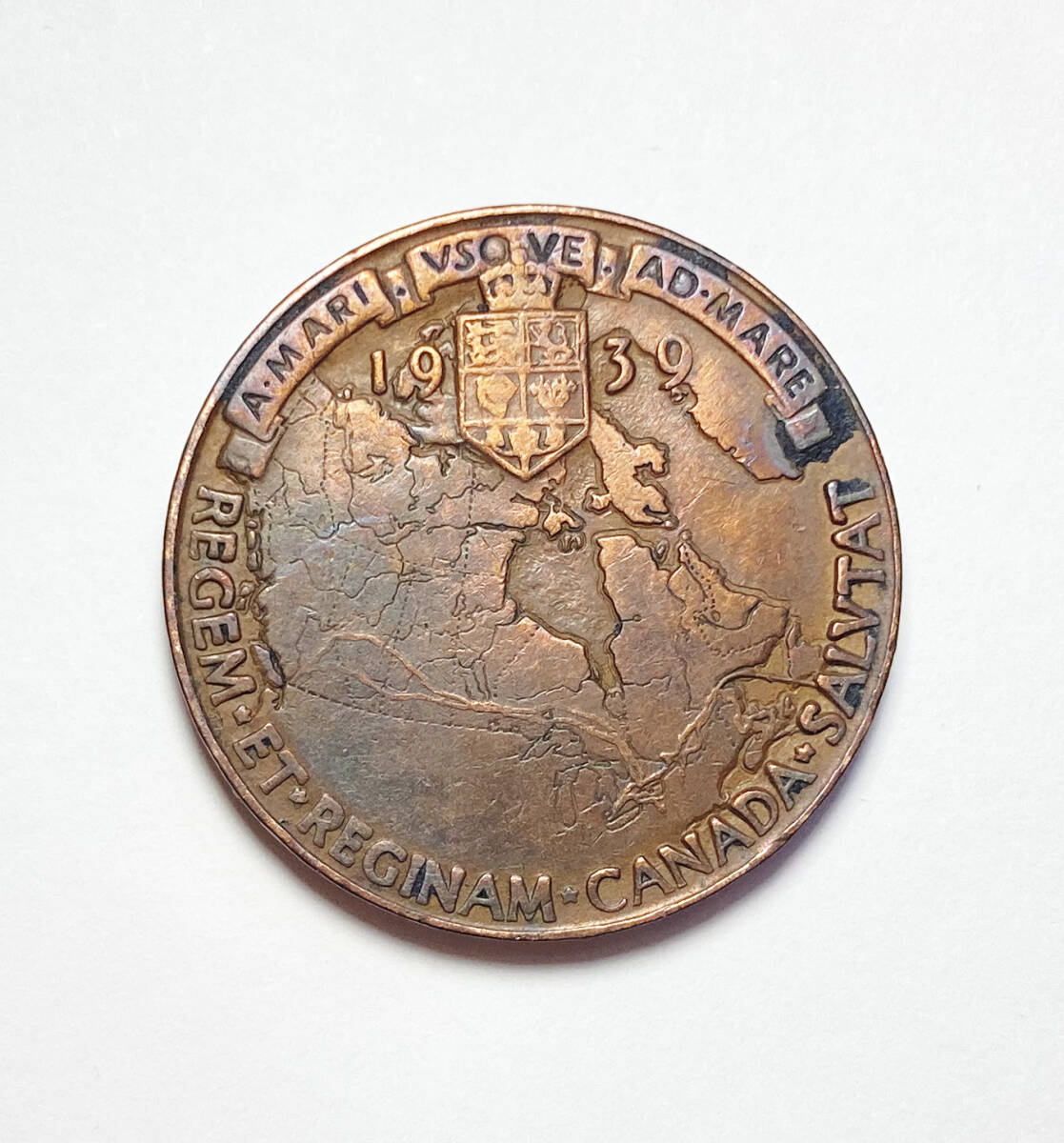 １円スタート! ・1939 イギリス 銅メダル 世界コイン 英国王室のカナダ訪問 古銭 ・アンティーク コイン_画像3
