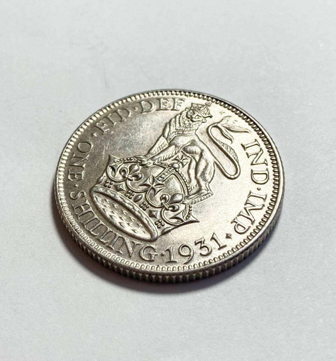 １円スタート! ・1931イギリス 1シリング銀貨 ジョージ５世・アンティーク コイン_画像2