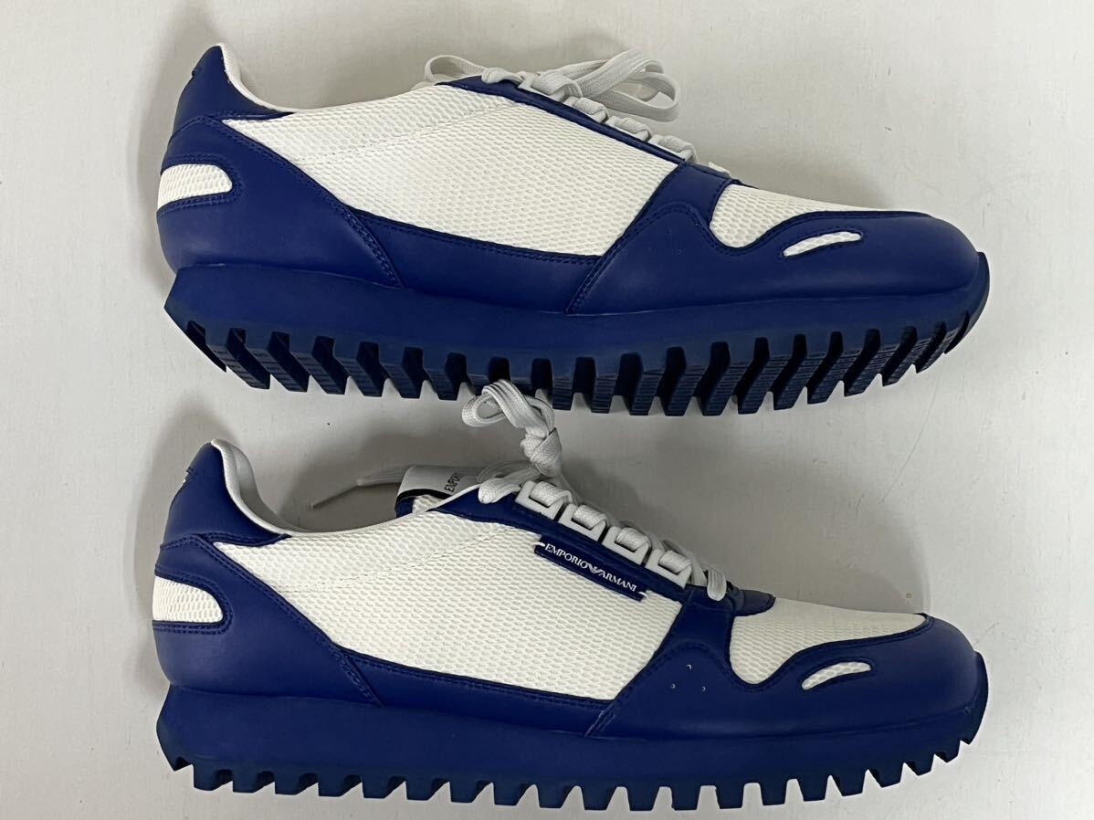 新品未使用 28cm エンポリオアルマーニ EMPORIO ARMANI 靴 メンズ スニーカー ローカット ブルー 青 ホワイト 白 US10 サイズ_画像4