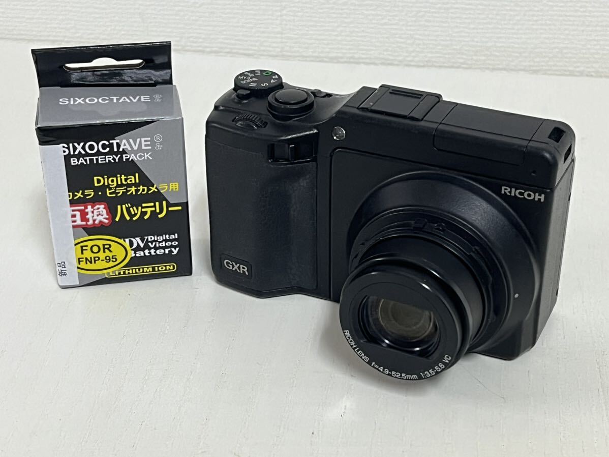 3h RICOH リコー GXR LENS f=4.9-52.5mm 1:3.5-5.6 VC コンパクトデジタルカメラ ブラック 社外バッテリー付き_画像1