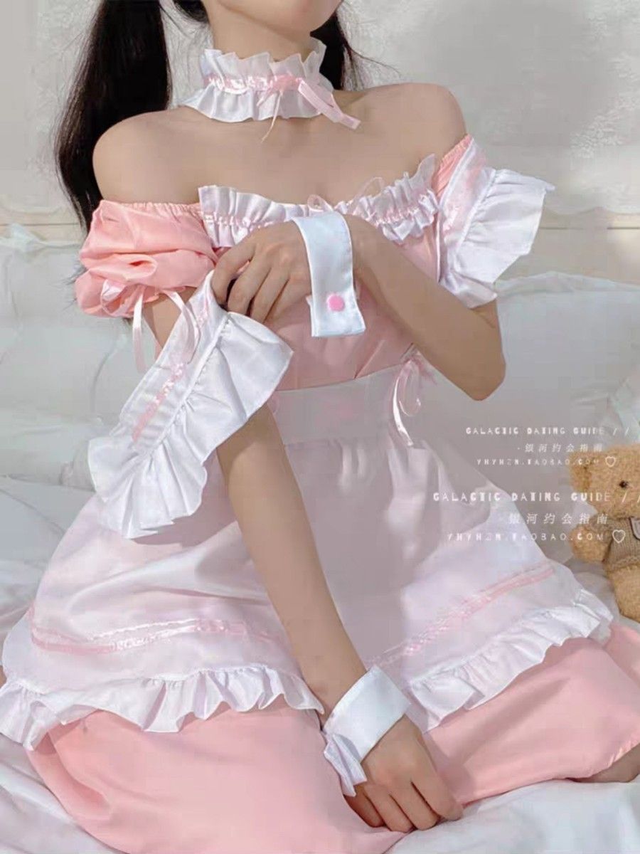 (C190) 6セット　ピンク　メイド服　コスプレ 衣装  かわいいロリータ