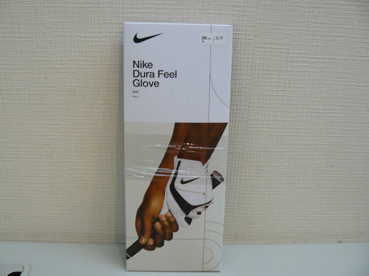 30365●ナイキ （NIKE） DURA FEEL デュラフィール ゴルフグローブ 左手用 26cm XLサイズ ホワイト×ブラック GF1011-284　未開封未使用品