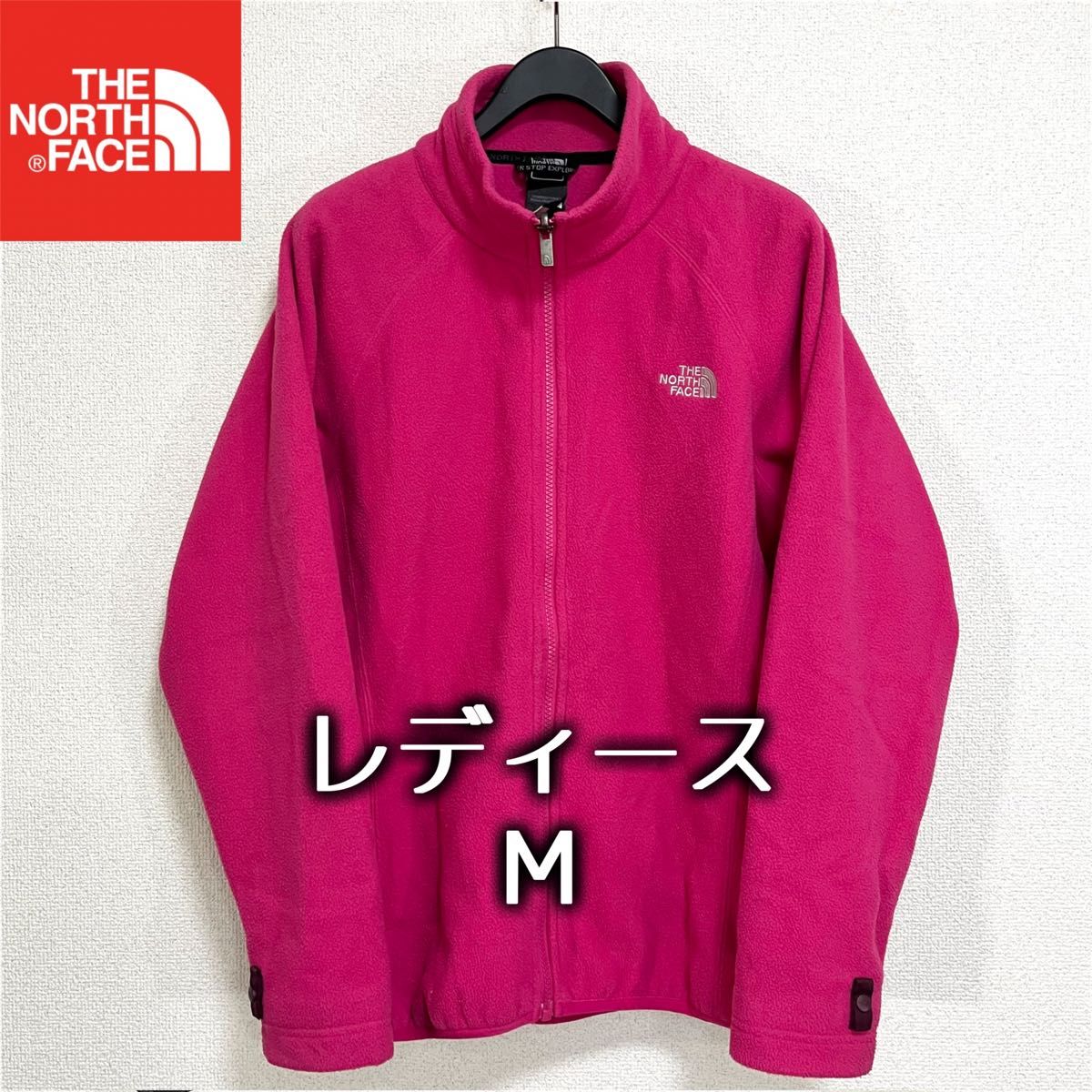 人気 ノースフェイス ロゴ刺繍 フリースジャケット レディースM ピンク THE NORTH FACE