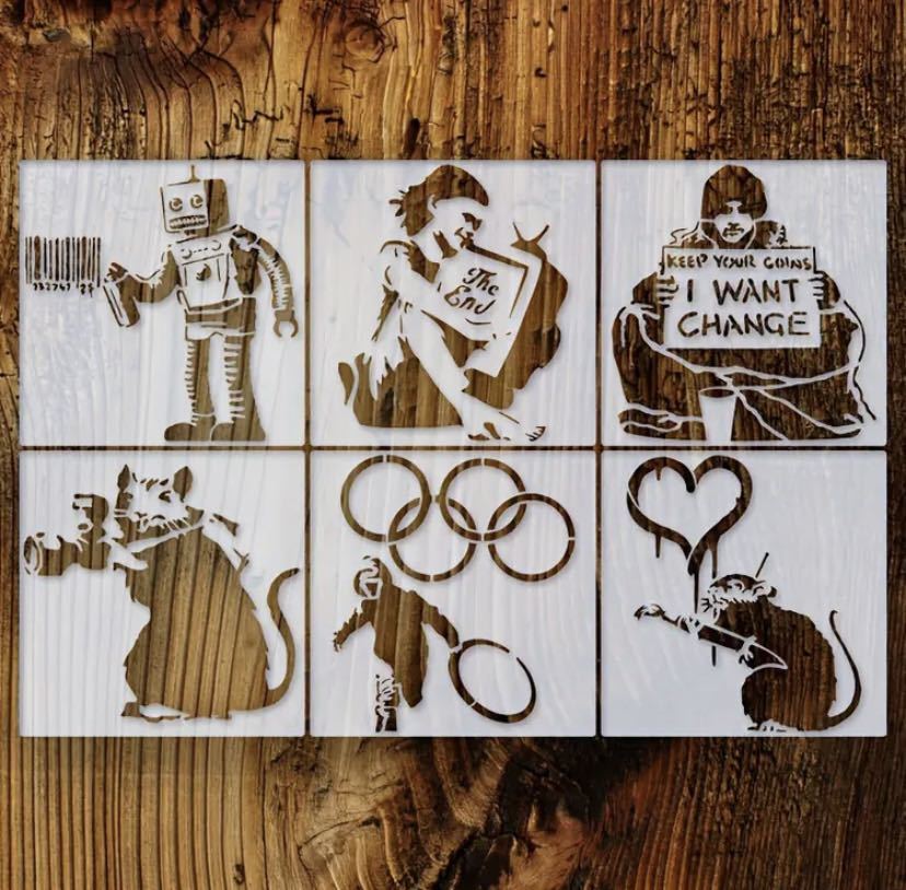 バンクシー ステンシル 6枚セット Banksy Keith Haringの画像1