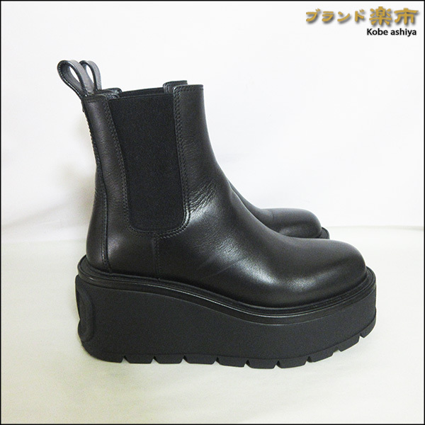 VALENTINO GARAVANI Valentino galava-ni short boots Uni -k foam Flat side-gore 37 1/2 black 