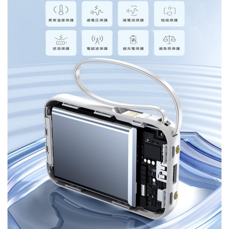 モバイルバッテリー 20000ｍAh 大容量 小型 4in1ケーブル内蔵 ４台同時充電 PSE認証 急速充電 デジタル電池残量表示  の画像7