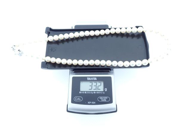 ●アコヤ養殖真珠 パール ネックレス 約42cm 総g 約33.2g 直径7.0-7.5mm シルバー SILVER ジュエリー アクセサリー ファッション小物_画像9