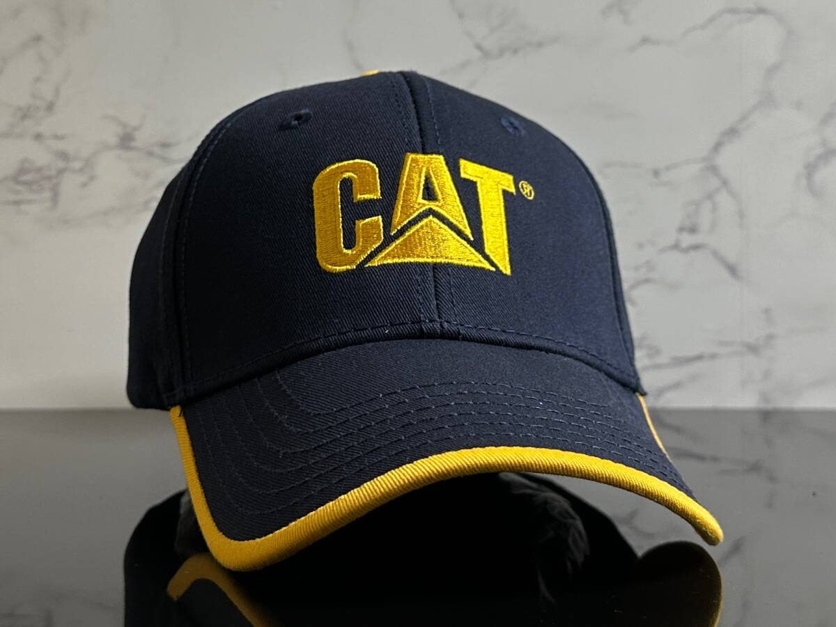 【未使用品】166K 訳あり★Caterpillar キャタピラー CAT キャット キャップCAP クールなネイビーとイエローのコットン素材《FREEサイズ》_画像1