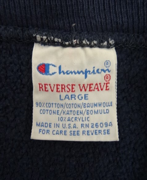 90s ヴィンテージ USA製 CHAMPION チャンピオン LEHIGH 刺繍タグ リバースウィーブ ネイビー VINTAGE 90年代 アメリカ製_画像2